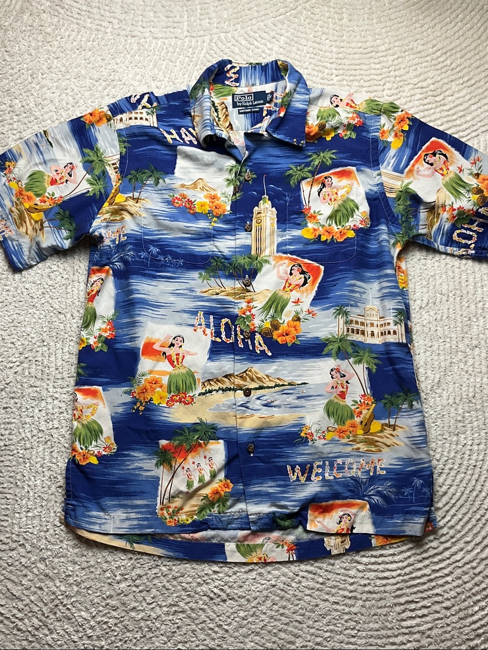 Polo by Ralph Lauren Blue Tropical Hawaiian Button-Up Shirt